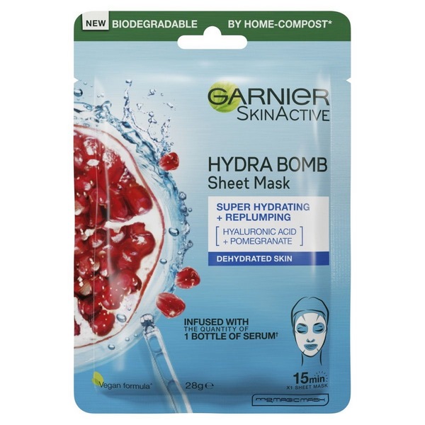 Garnier Skin Active Tissue Face Mask Hydra Bomb Pomegranate Hydrating & Replenishing 1 Packet