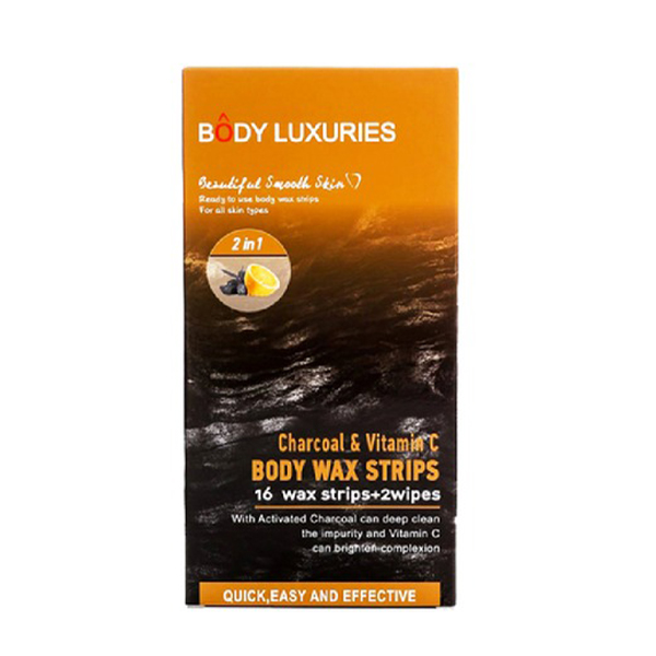 Body Luxuries Wax Strips Charcoal and Vitamin C 2-in-1 18 Pieces