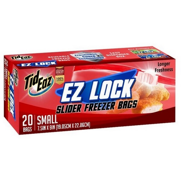 Tid Eaz EZ Lock Slider Freezer Small (7.5" x 9" ) 20 Bags