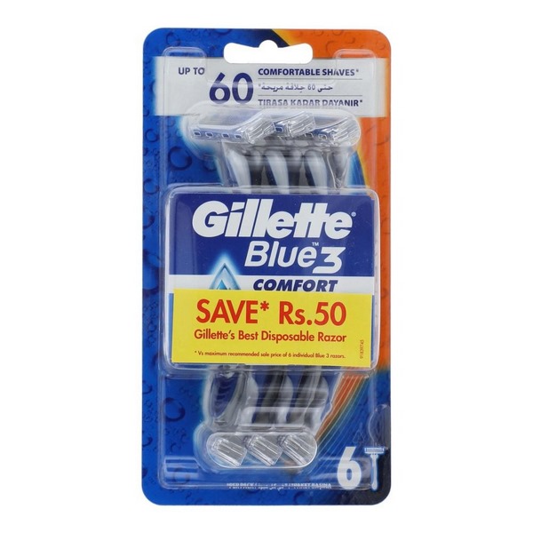 Gillette Shaving Blue 3 6 Pieces