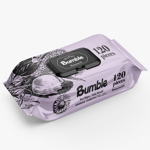 Bumble Wet Wipes (Light Blue) 120 Pieces