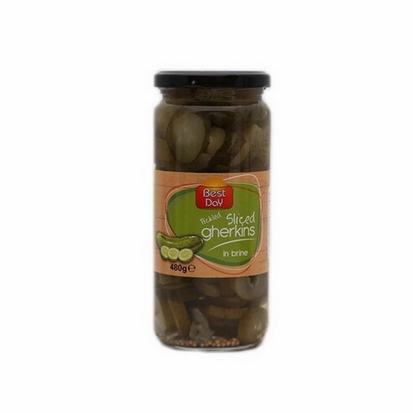 Best Day Pickled Gherkins Sliced in Brine 480g