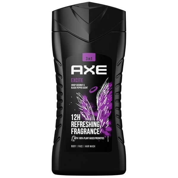Axe Excite Crisp Coconut and Black Pepper Scent 3 In 1 Body Face Hair Wash 250mg