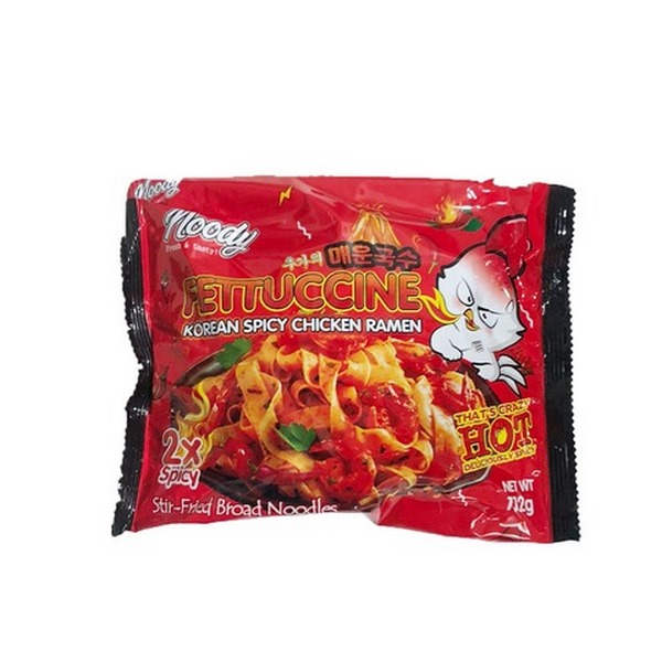 Noody Fettuccine Hot & 2xSpicy Chicken Ramen Noodles Red 112g