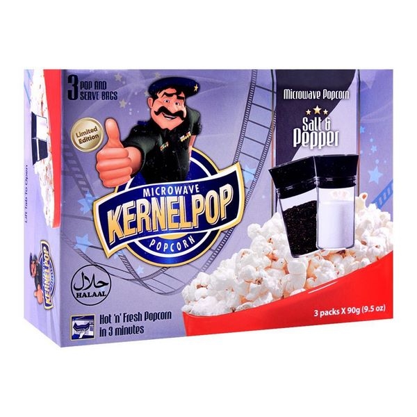 Kernelpop Microwave Popcorn Salt & Pepper 3 Pieces x 90g