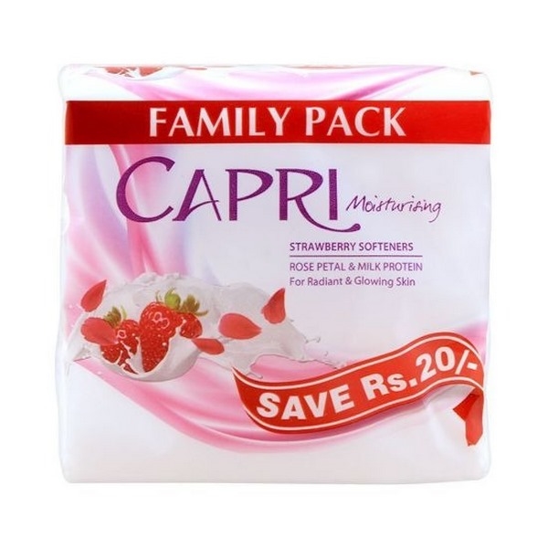 Capri Moisturising Rose Petal Strawberry Milk Protein Soap White 3 x 150g