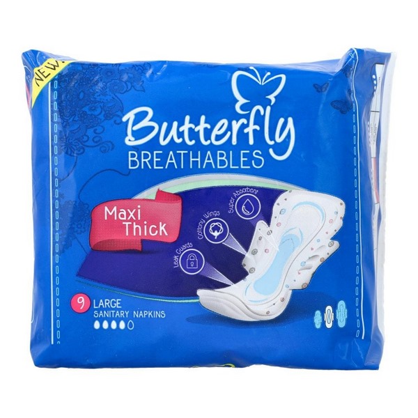 Butterfly Breathables Maxi Thick Large 9 Pieces