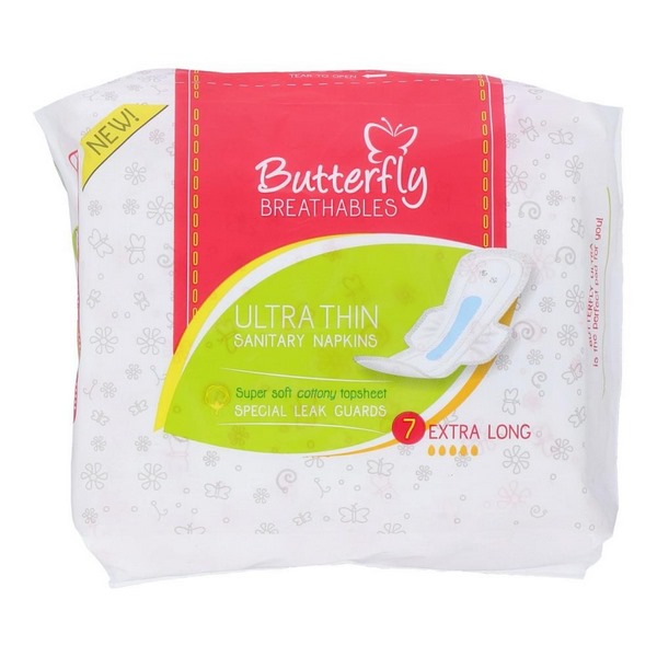 Butterfly Sanitary Pads Breathable Ultra Cottony Extra Long 7 Pieces