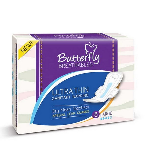 Butterfly Sanitary Pads Breathable Ultra Net Mesh Long 8 Pieces