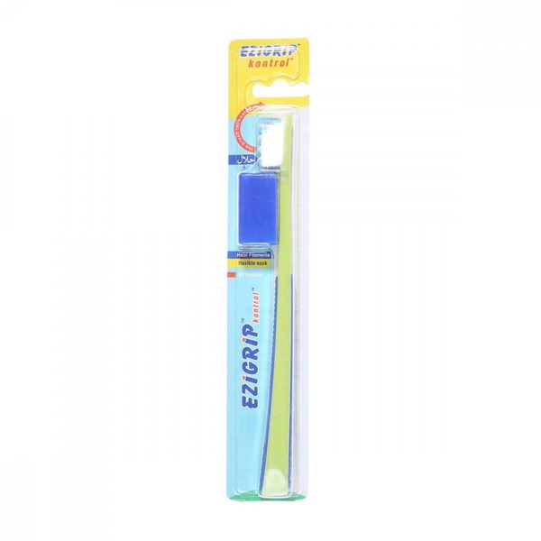 Ezigrip Kontrol Medium Toothbrush UV Treated Flexible Neck Orange & Green 1 Piece