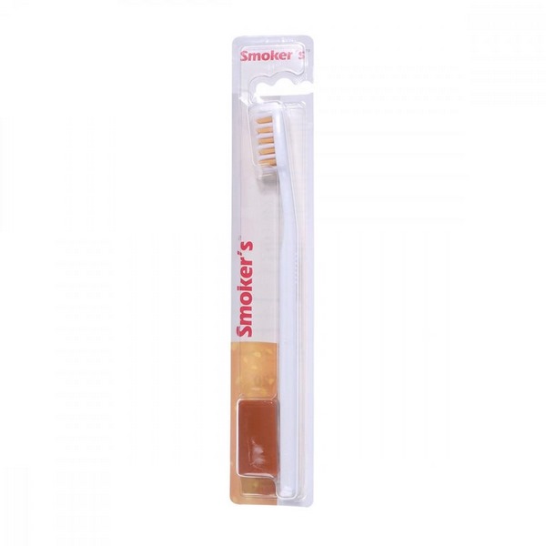Dentist Smoker's Toothbrush Brown & White 1 Piece