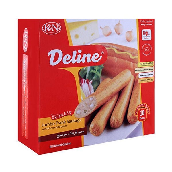 K&N's Jumbo Frank Sausages Cheese & Onion 740g
