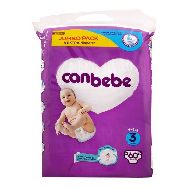 Canbebe Baby Diaper Midi Jumbo Size 3 60 Pieces
