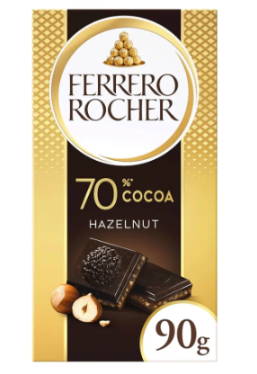 FERRERO ROCHER 70% COCOA HAZELNUT CHOCOLATE 90GM