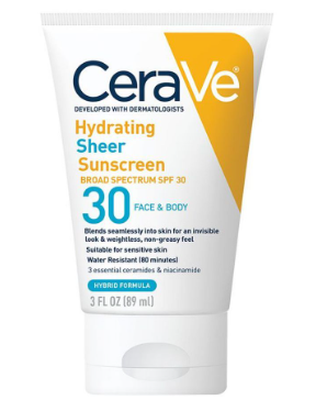 CERA VE HYDRATING SHEER SUNSCREEN 30 FACE & BODY 89ML