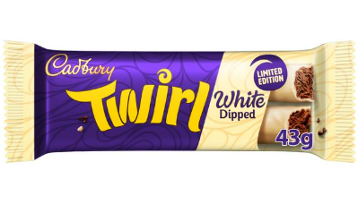 CADBURRY TWIRL WHITE DIPPED CHOCOLATE BAR 43G