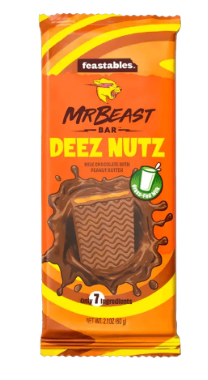 FEASTABLES MR BEAST DEEZ NUT MILK CHOCOLATE WITH PEANUT BUTTER 60GM
